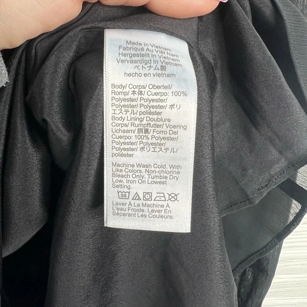 J. Crew Factory Black Semi Sheer Ruffle Detail Top Size XS - Image 6