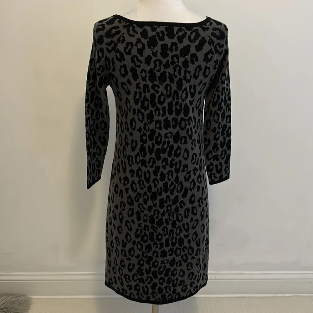 Garnet Hill Wool Leopard Print Sweater Dress - Image 2