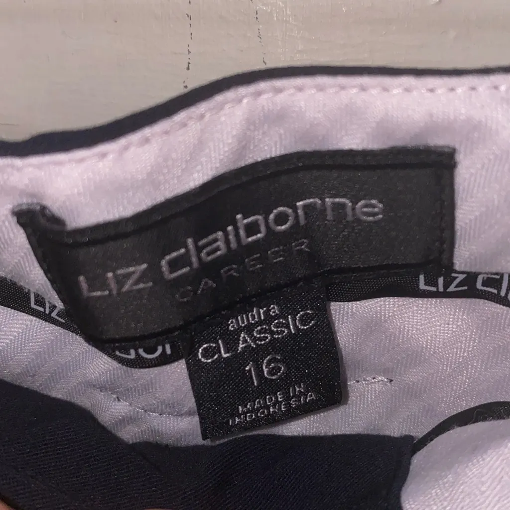 Liz Claiborne Career Audra Classic Navy Blue Zip Up Wide Leg Work Pants - Image 12