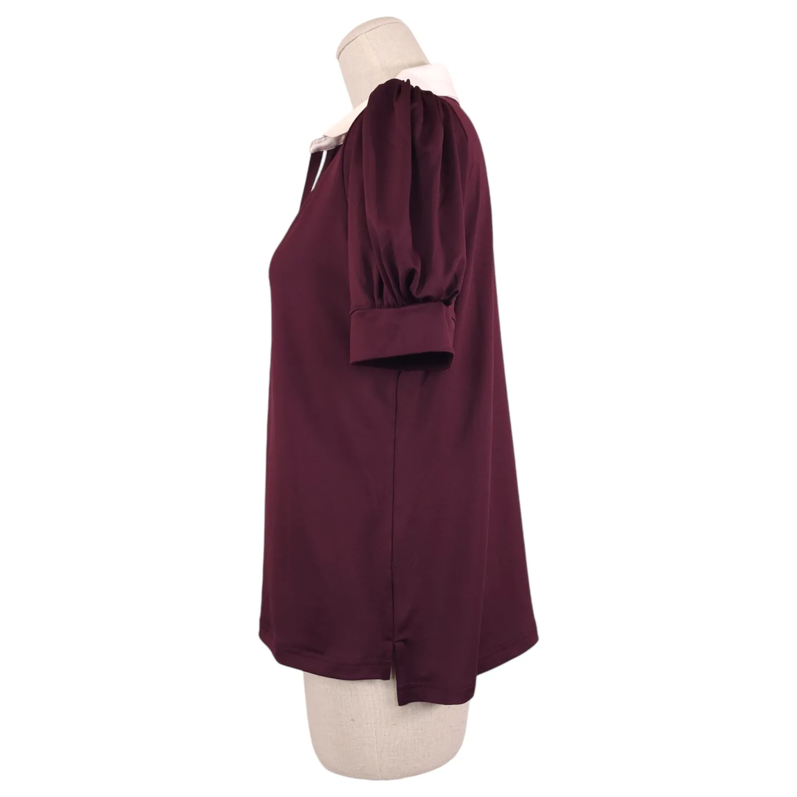 Tuckernuck Caroline Puff Sleeve Performance Jersey Polo Winetasting Small - Image 2