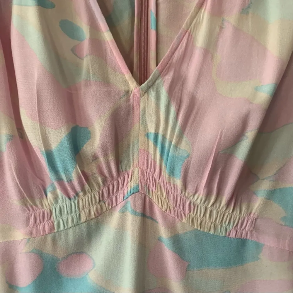 NWT B.P Lightweight Short Sleeve Crepe Pink/Blue Painted Camo Dress Size XL - Image 4