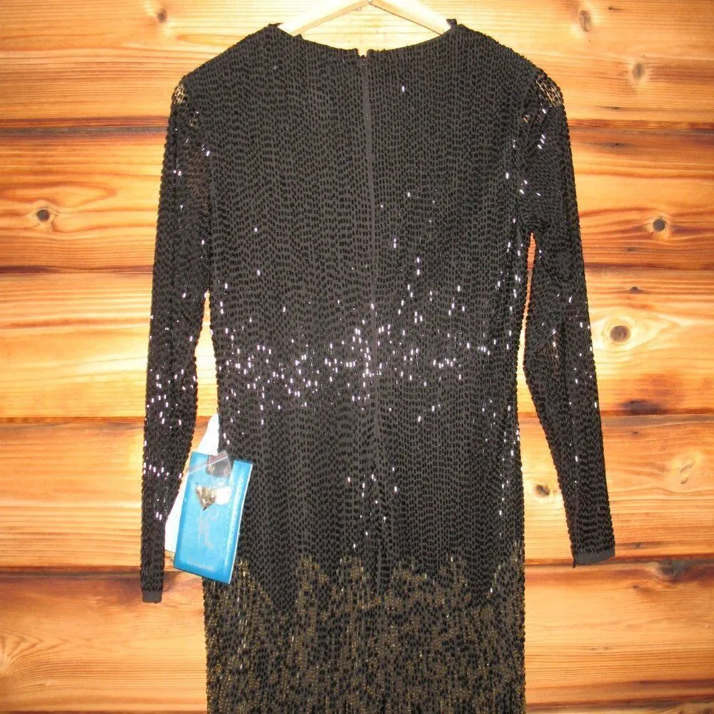 MAC DUGGAL 93584 Long Sleeve Beaded Fringe Evening Gown Dress - Image 13