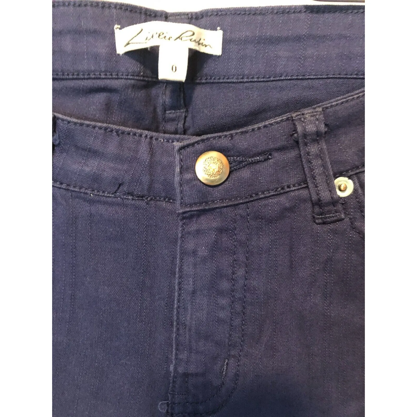 Cache Navy Blue Lillie Rubin Embroidery Nail head Jean Pant New Stretch NWT $128 - Image 5