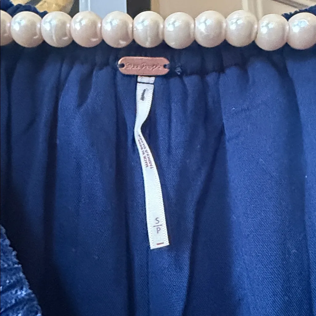 Free People Portia Velvet Mini Dress Midnight Rain Navy Blue - Image 5