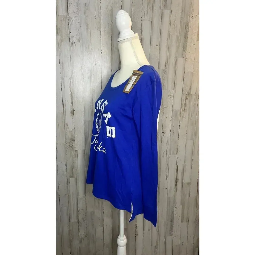 NWT Kansas Jayhawks‎ Women's Long Sleeve Blue T-Shirt Size Small Team Logo - Image 4