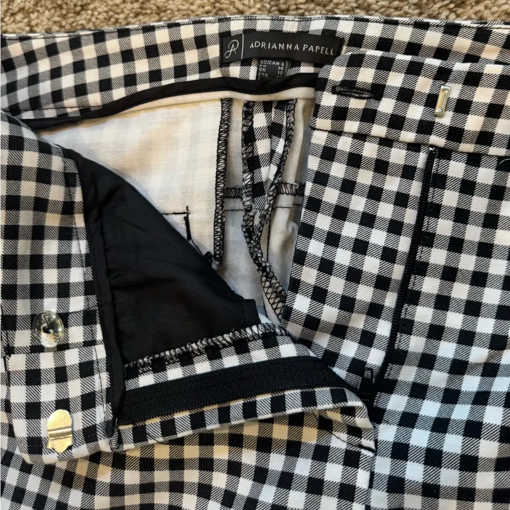 Adrianna Papell Gingham Ankle Pants – Black/White, Pockets Size 6 - Image 4