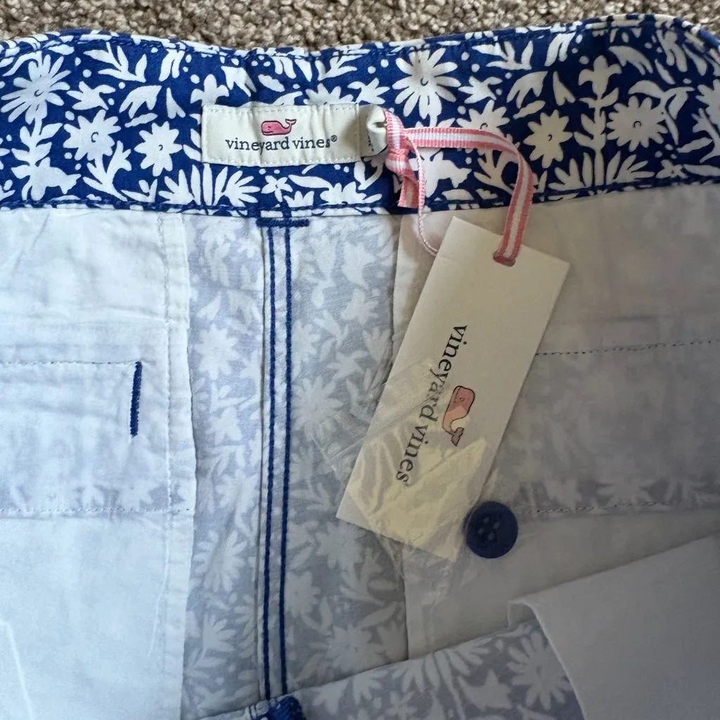 Vineyard Vines Otomi Print Shorts Blue Floral Womens Size 4 NWT - Image 4