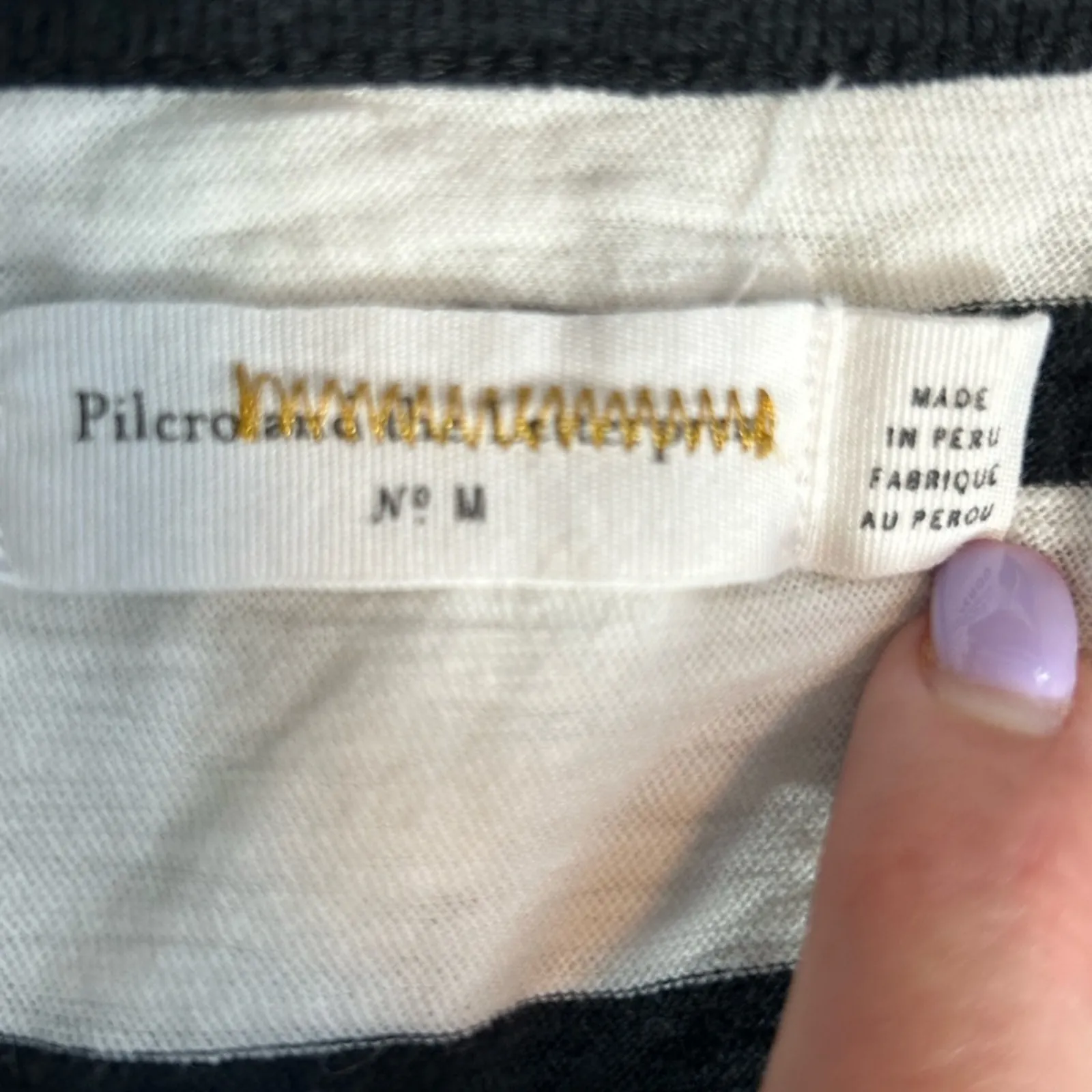 Anthropologie Pilcro Striped Cotton T-Shirt Size M Snap Shoulder Tee - Image 10