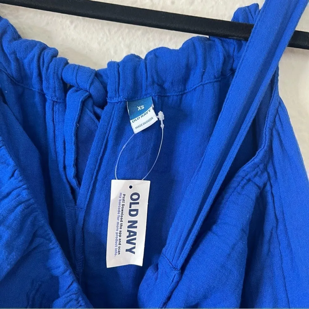 Old Navy Sleeveless Shirred Maxi Dress  Women Tanzanite Blue Cotton NEW Size XS - Image 7