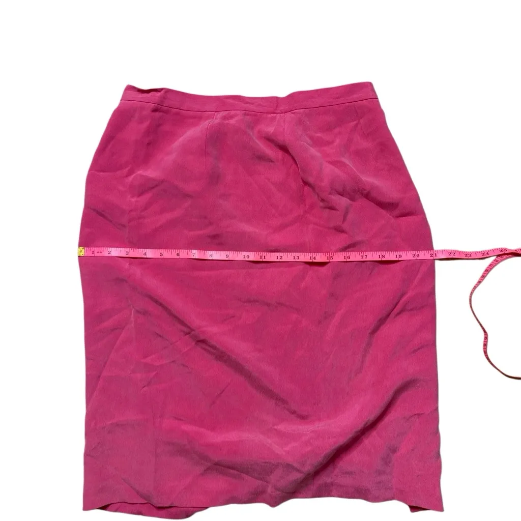 90s Vintage 100% Silk Barbie Pink Pencil Skirt RN 54050 jones New York - Image 5