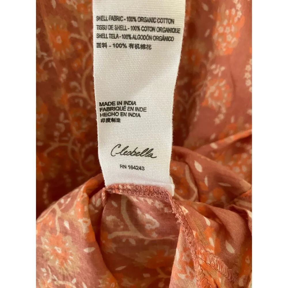 Cleobella Quinn Blouse Camara Floral Organic Cotton Orange Peach $148 Pink Shirt - Image 6
