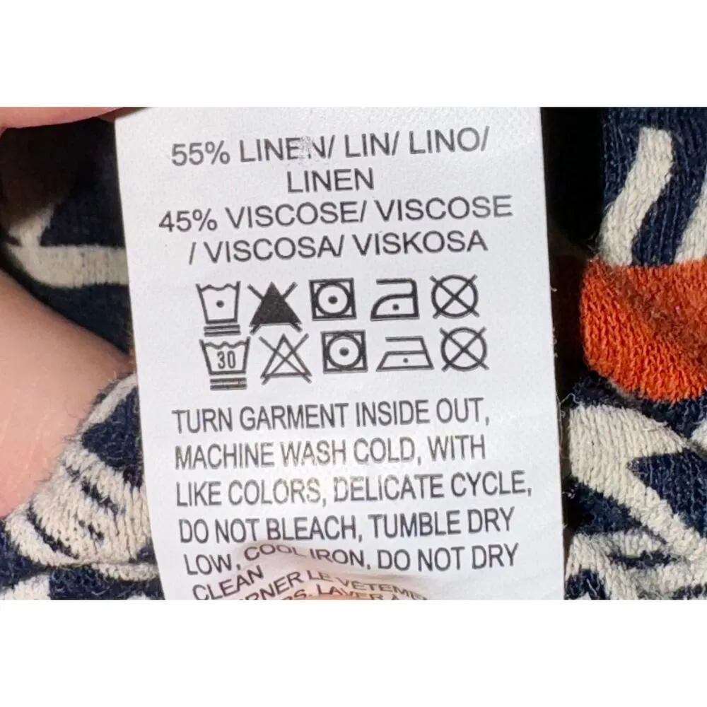 Lucky Brand Linen Blend Aztec Boho Top Women's Large Faux Wrap Cinched Hippie - Image 9