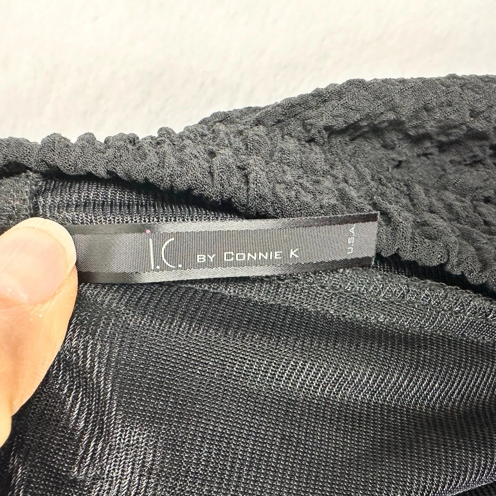 IC By Connie K Crinkle Wide Leg Split Cuff Pull On Pants Size Large Black - Image 7