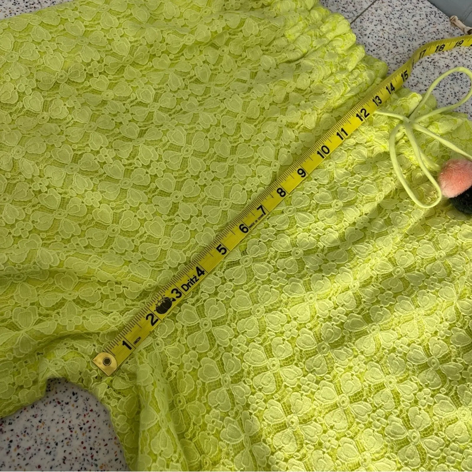 Anthropologie Ollari Lacy Wide Leg Tassel Pants Trousers Lime Green Women’s S - Image 12