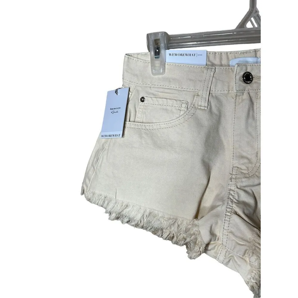 WeWoreWhat Low Rise Frayed Shorty‎ Rigid Denim Shorts NWT Size 24 - Image 3