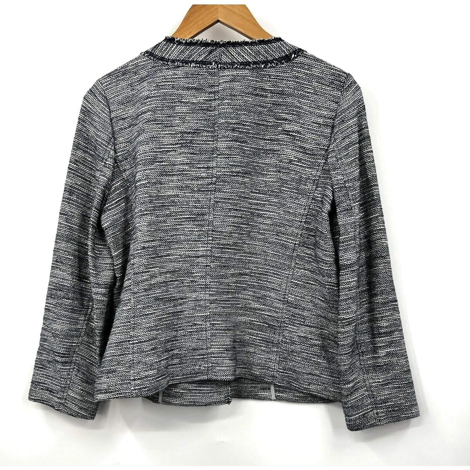 J Jill Blazer Womens Blue Tweed Pockets Button Down Jacket‎ Long Sleeve Size S - Image 7