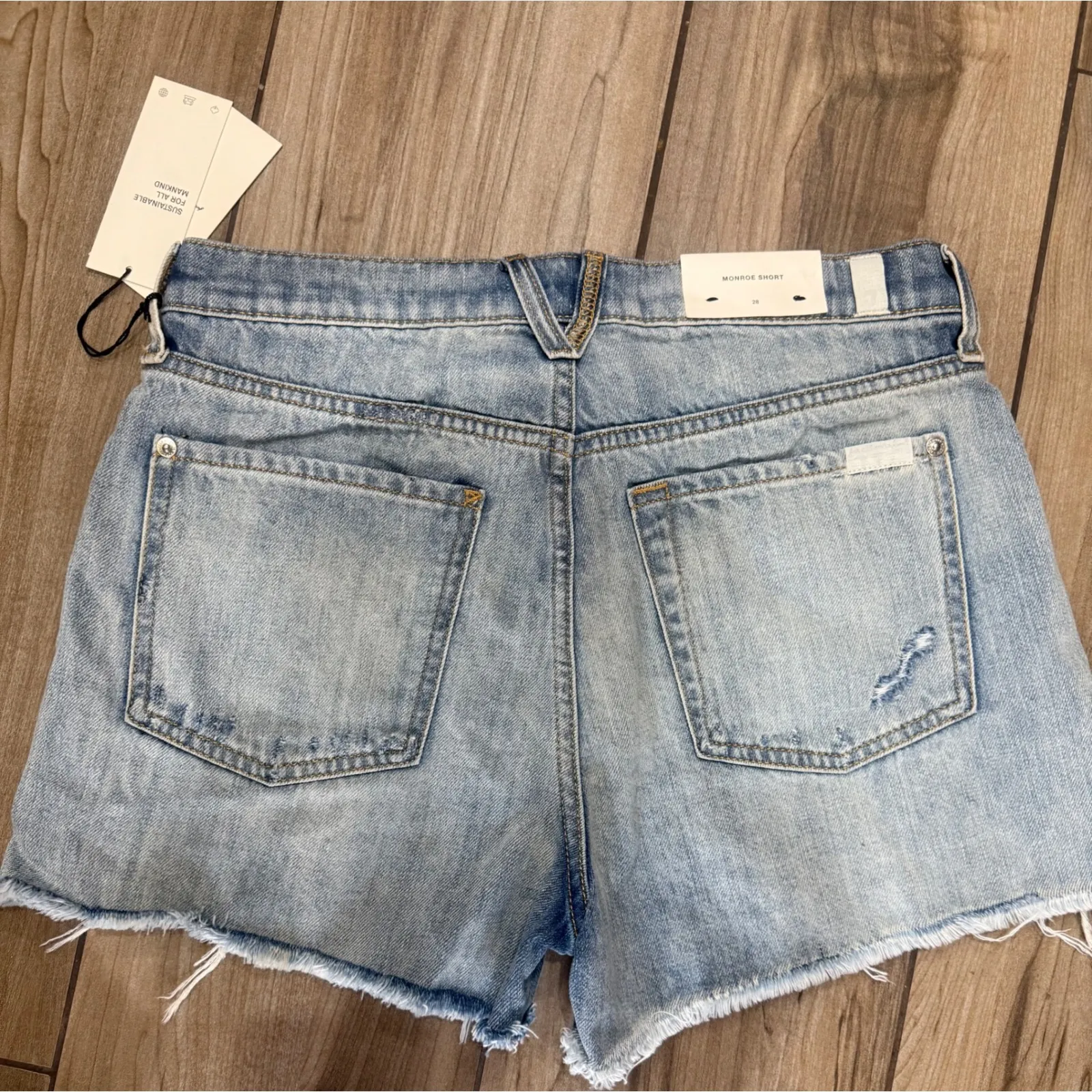 NWT 7‎ For All Mankind Monroe Cut Off Distressed Denim Jean Shorts Sz 28 $158 - Image 6