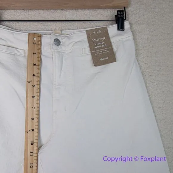 New! Madewell The Curvy Emmett Wide-Leg Jean in Tile White,‎ size 29 - Image 8