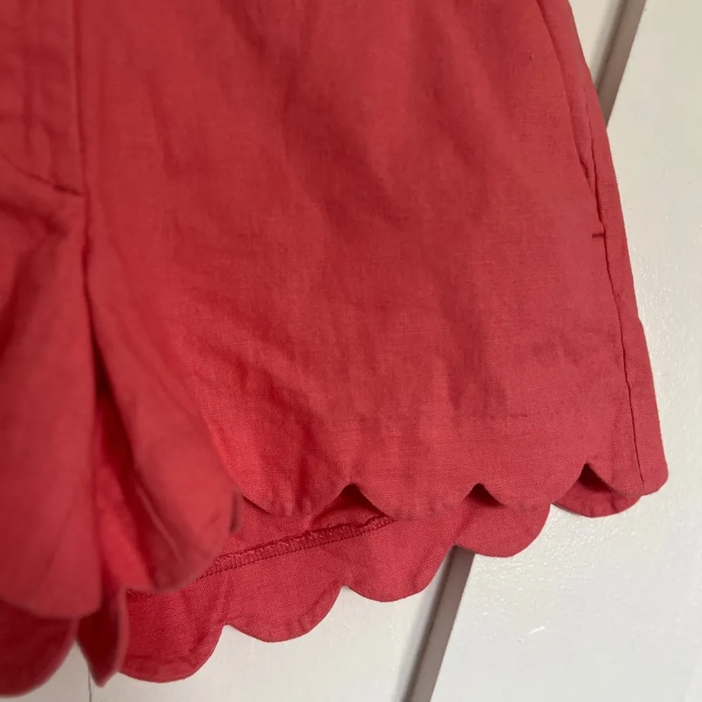 J. Crew Scalloped Hem Linen Shorts Size 6 - Image 8