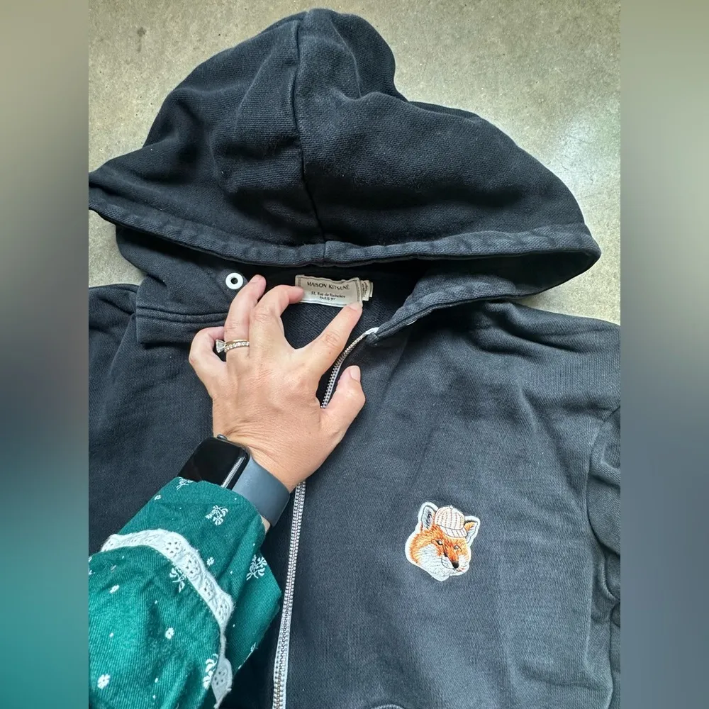 Maison kisune’ black fox zip up hoodie small - Image 2