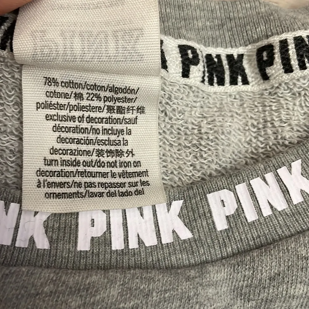 PINK Victoria's Secret Gray Logo Pullover Crew Neck Sweatshirt Size Small - Image 10