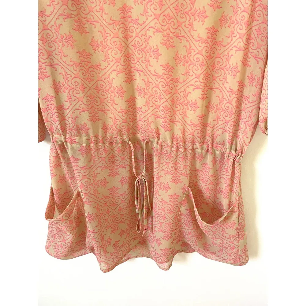 CAbi Shear Tie Tunic Mini Dress Coverup Pink Tank Size Small - Image 4