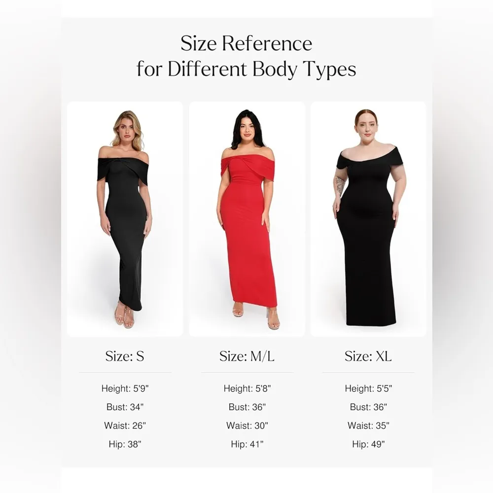 Popilush Off The Shoulder Bodycon Long Maxi Shapewear Formal Dress S $109 Black - Image 4