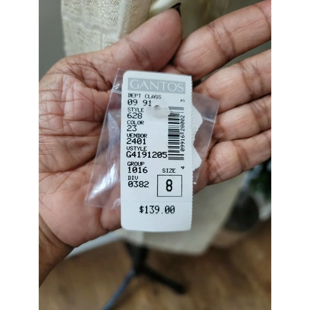 Gantos Vintage Ivory 100% Acetate Fitted Blazer & Skirt 2 Piece Suits Size 8 - Image 8