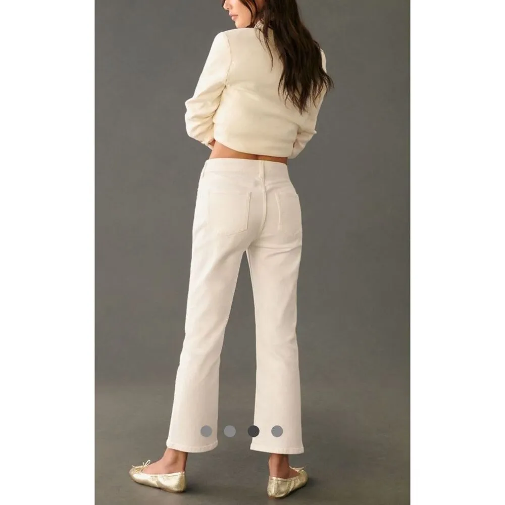 NWT Anthropologie The Yaya Mid-Rise Crop Flare Jeans by Pilcro white  23 Tall - Image 3