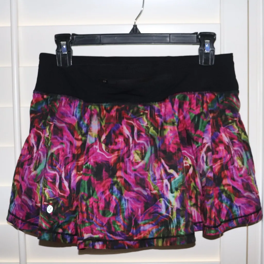 Lululemon Pace Rival Mid Rise Skirt Hyper Flow Pink Multi Black Size 6 - Image 4