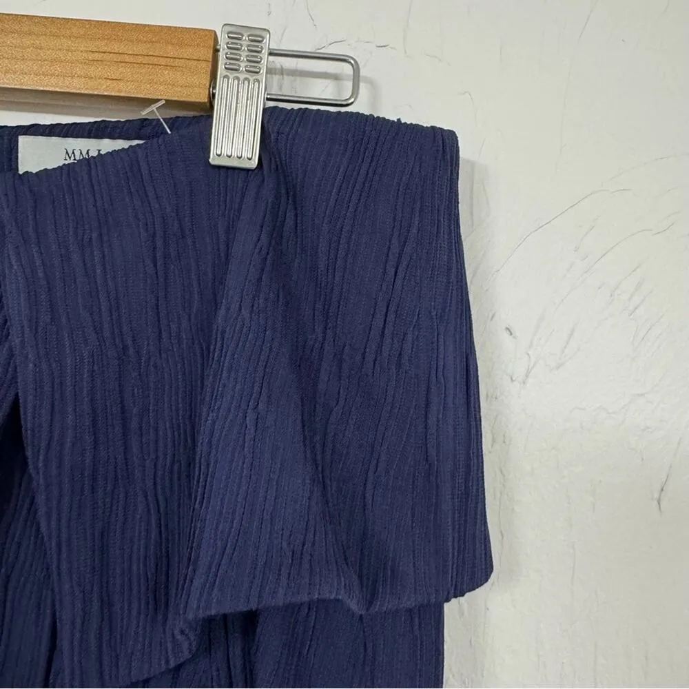 MM Lafleur Navy Blue Montgomery Pleated Skirt Womens 8 Lagenlook Designer Artsy - Image 3