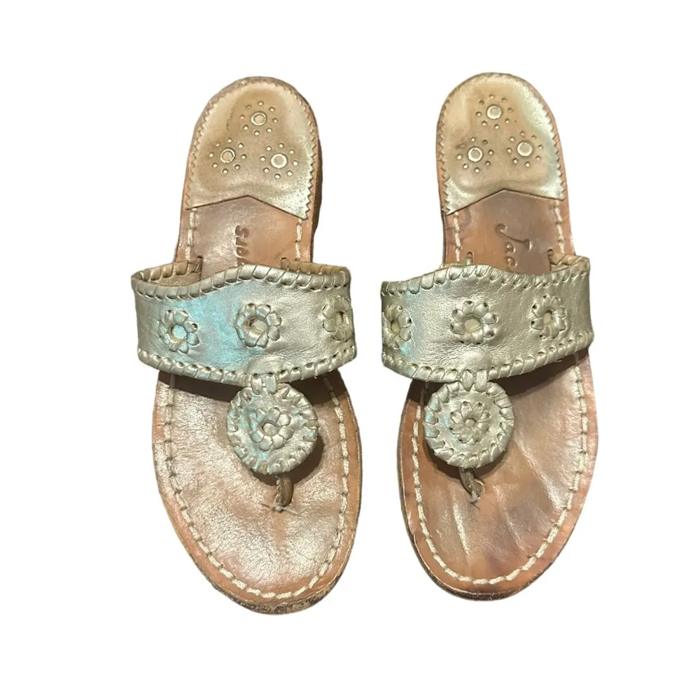 Jack Rogers Original Jacks Flat Gold / Platinum Size 6 - Image 4