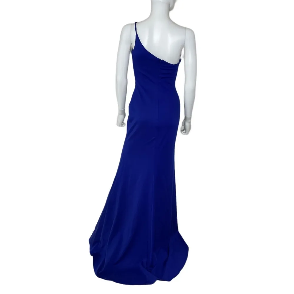 La Femme Women’s One-Shoulder Jersey Gown Royal Blue Sz 2 - Image 5