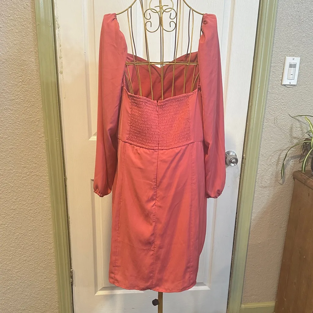 Abercrombie & Fitch Coral Long Sleeve mini Dress - Image 3