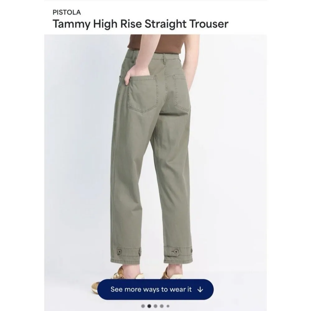 PISTOLA Tammy Button Fly Trouser Pants Straight Leg Sea-mist Green Size 33 - Image 2