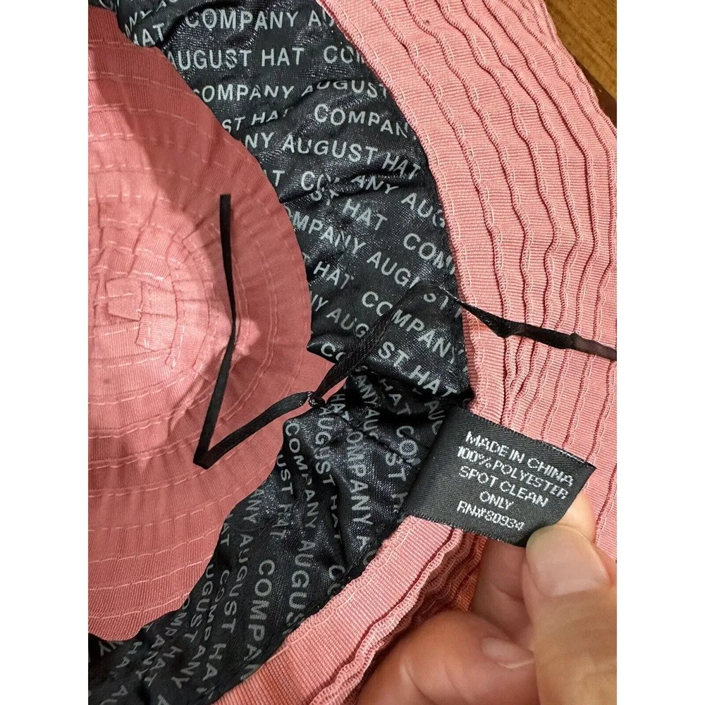August Hat Company Packable Sun Beach Garden Hat Pink Polyester Wide Brim - Image 4