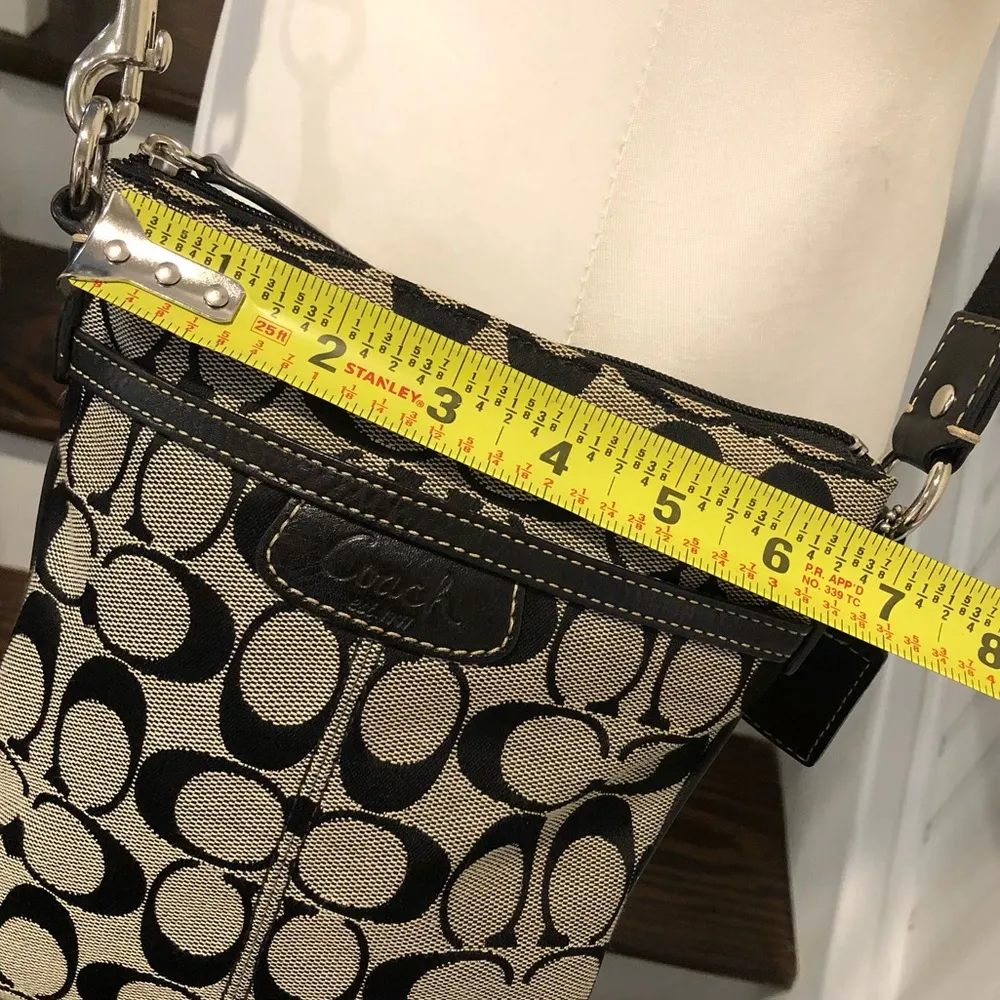 COACH Black Jacquard Signature C Top Zipper Swingaway Crossbody Adj Shoulder Bag - Image 10