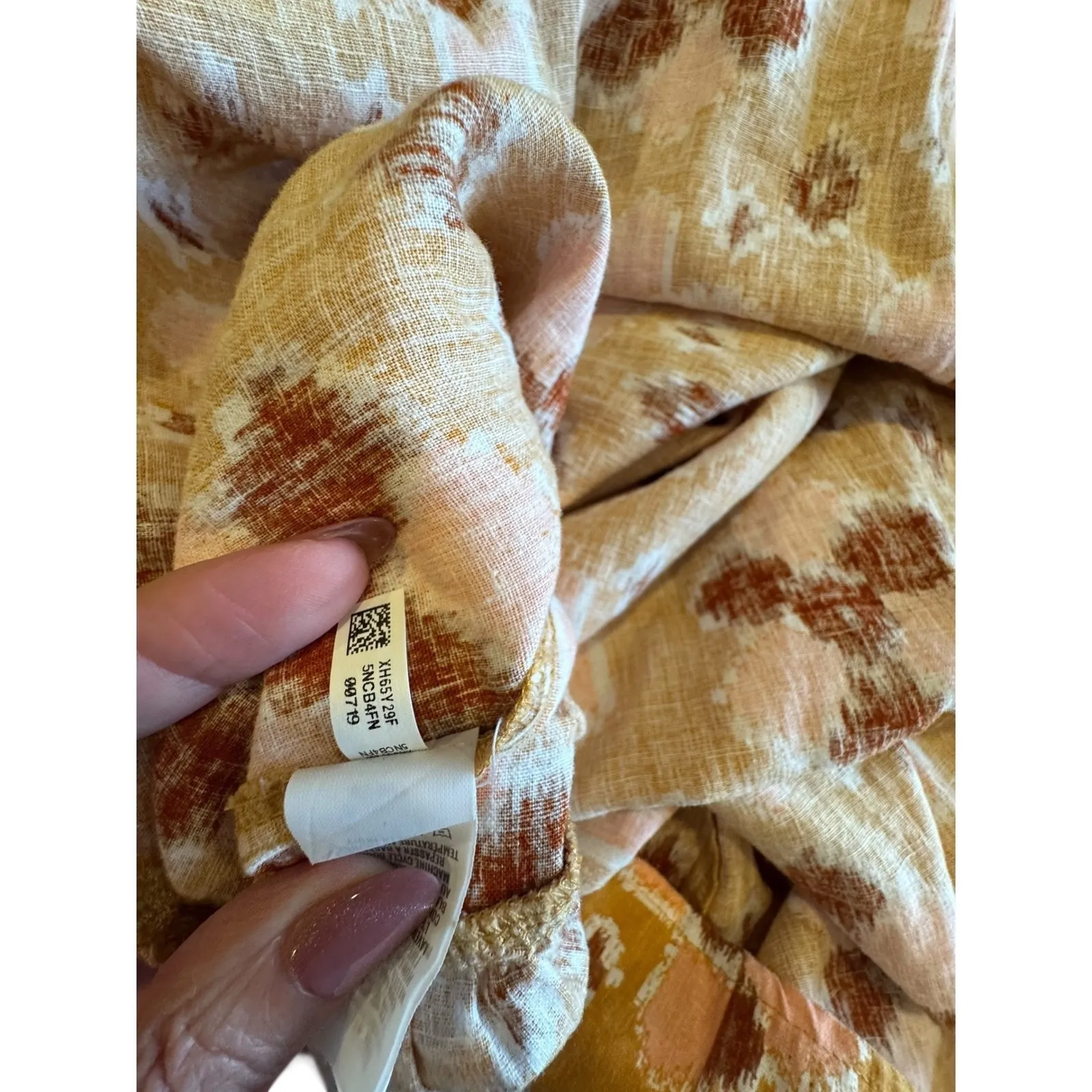 Aerie Mustard Yellow Geometric Print Halter Maxi Dress Tiered High Low Size XS - Image 11