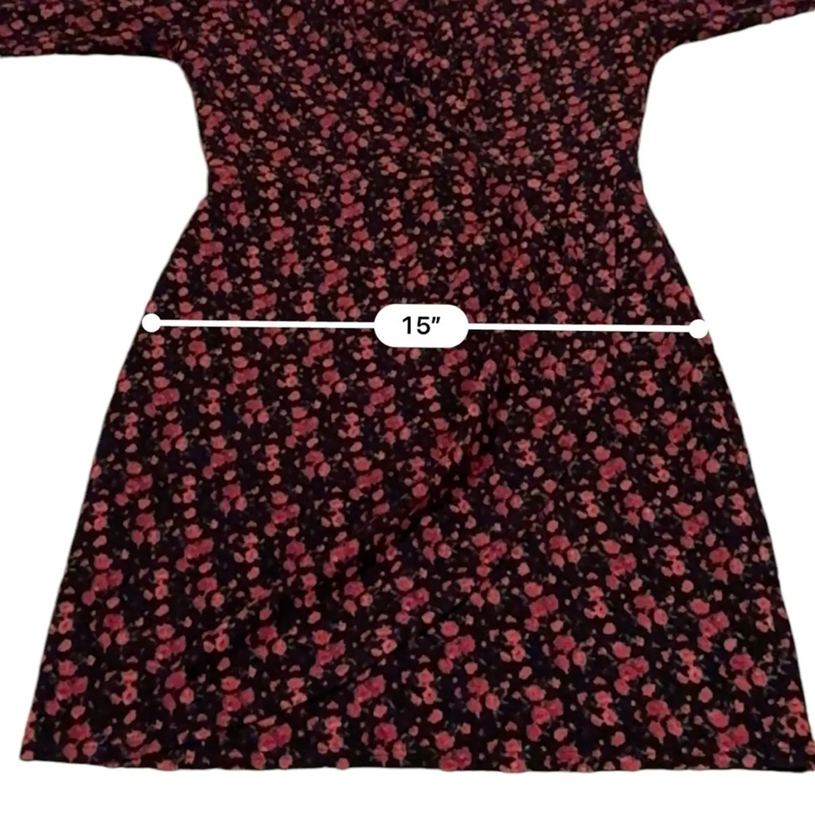 RTR Black Halo‎ Briar Long Sleeve Black & Red Rose Floral Print Mini Dress Sz 6 - Image 15