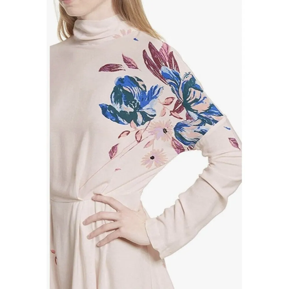 Free People Women's Tunic Blouse Open Back Light Pink Floral Size XS baby doll - Image 5