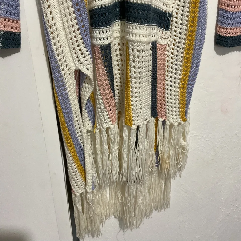 Multicolored crochet knit pullover or cover up : Box R: Purple Size undefined - Image 2