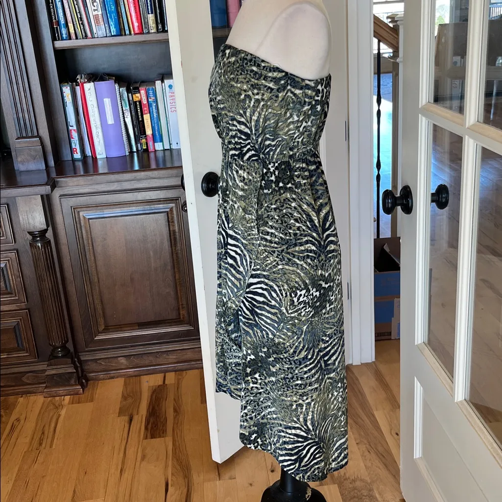 Ya Los Angeles Wrap Jungle Dress Strapless Off Shoulder Womens M Silky - Image 12