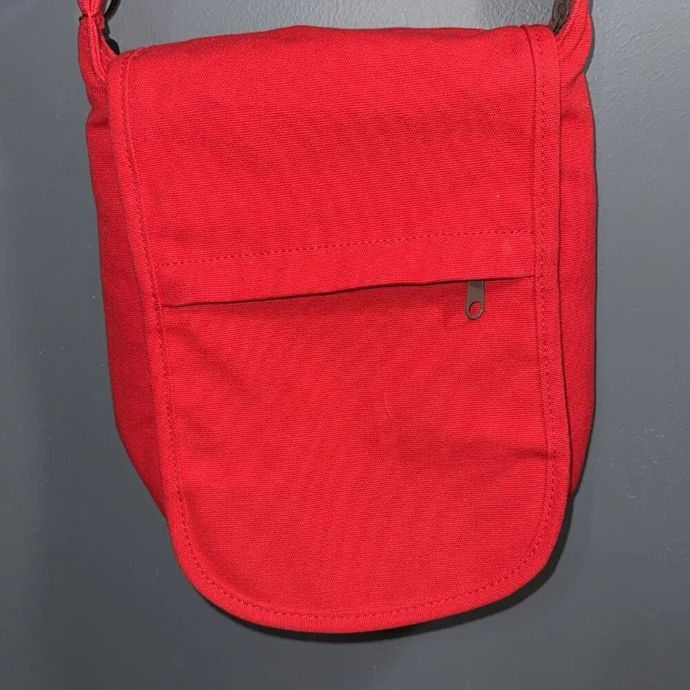 KAVU unisex solid red shoulder tote adjustable straps tan interior crossbody - Image 3