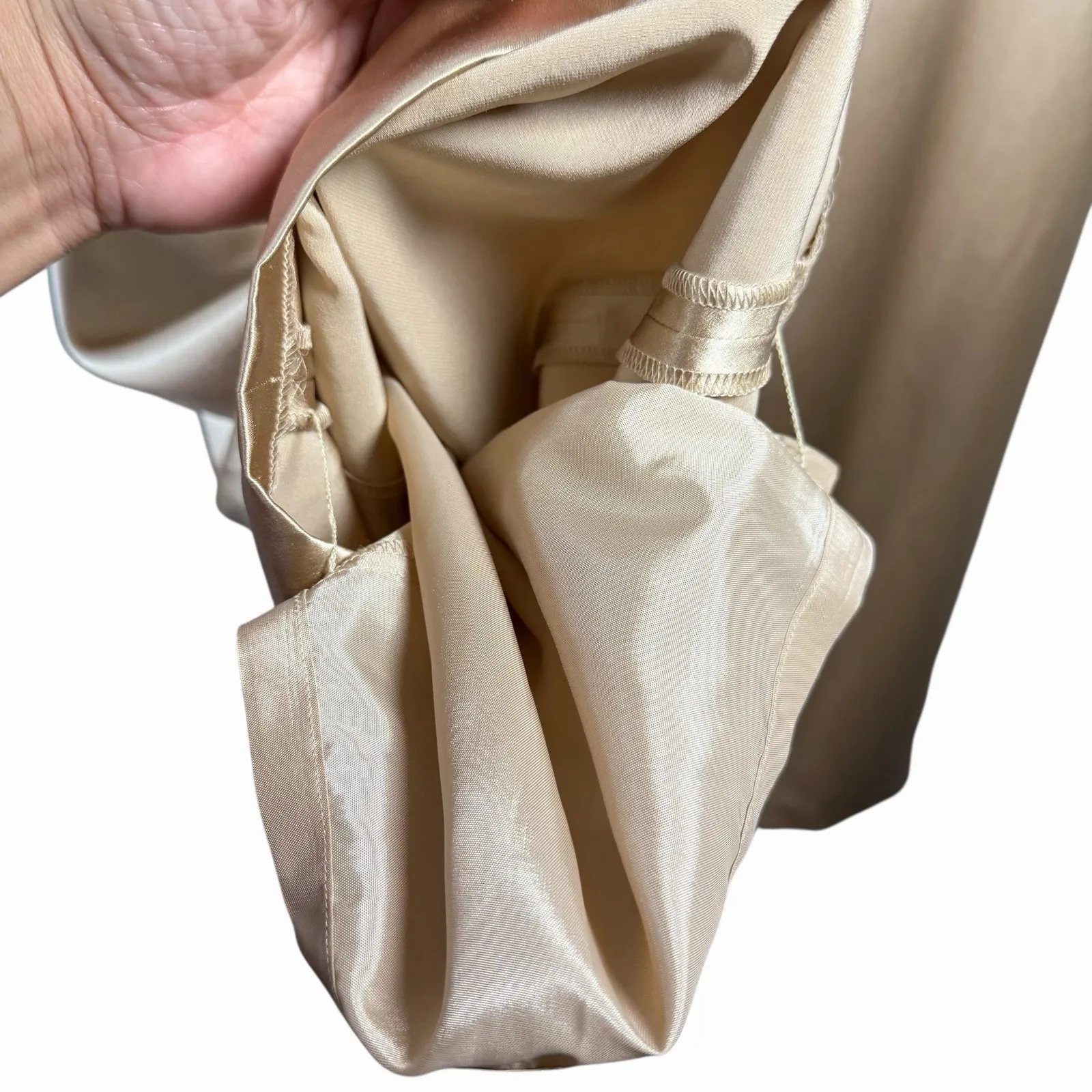 Bloomingdale's Womens 100% Silk Satin Pants 18W Champagne Quiet Luxury Pull On Tan - Image 9