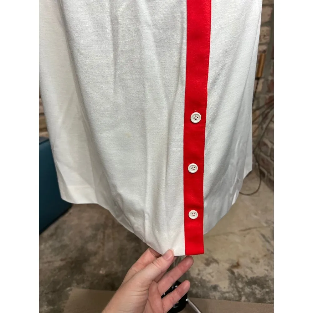 dress knit cap sleeve V neck red white nautical Size M - Image 6