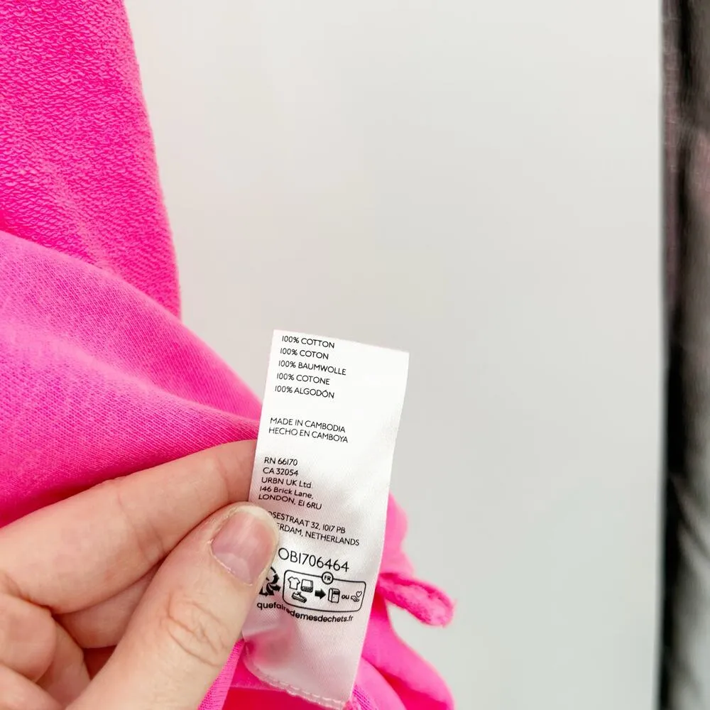 Anthropologie Pilcro Womens Barbiecore Tie Front Cuffed Short Sleeve Top XL Pink - Image 4