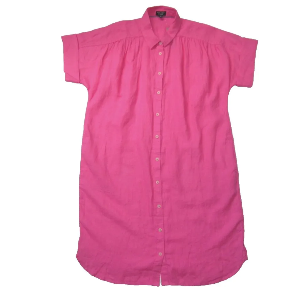 NWT J.Crew Relaxed-fit Short-sleeve Pink Baird McNutt Irish Linen Shirtdress S - Image 4