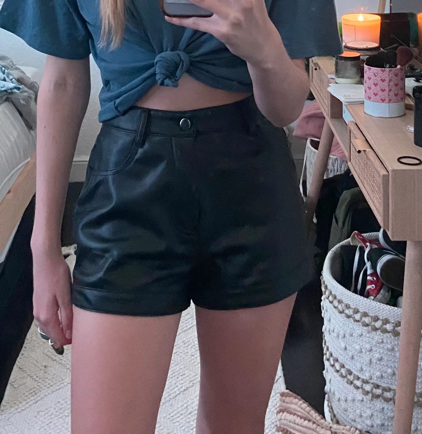 Forever 21 Black Leather Shorts - Image 2