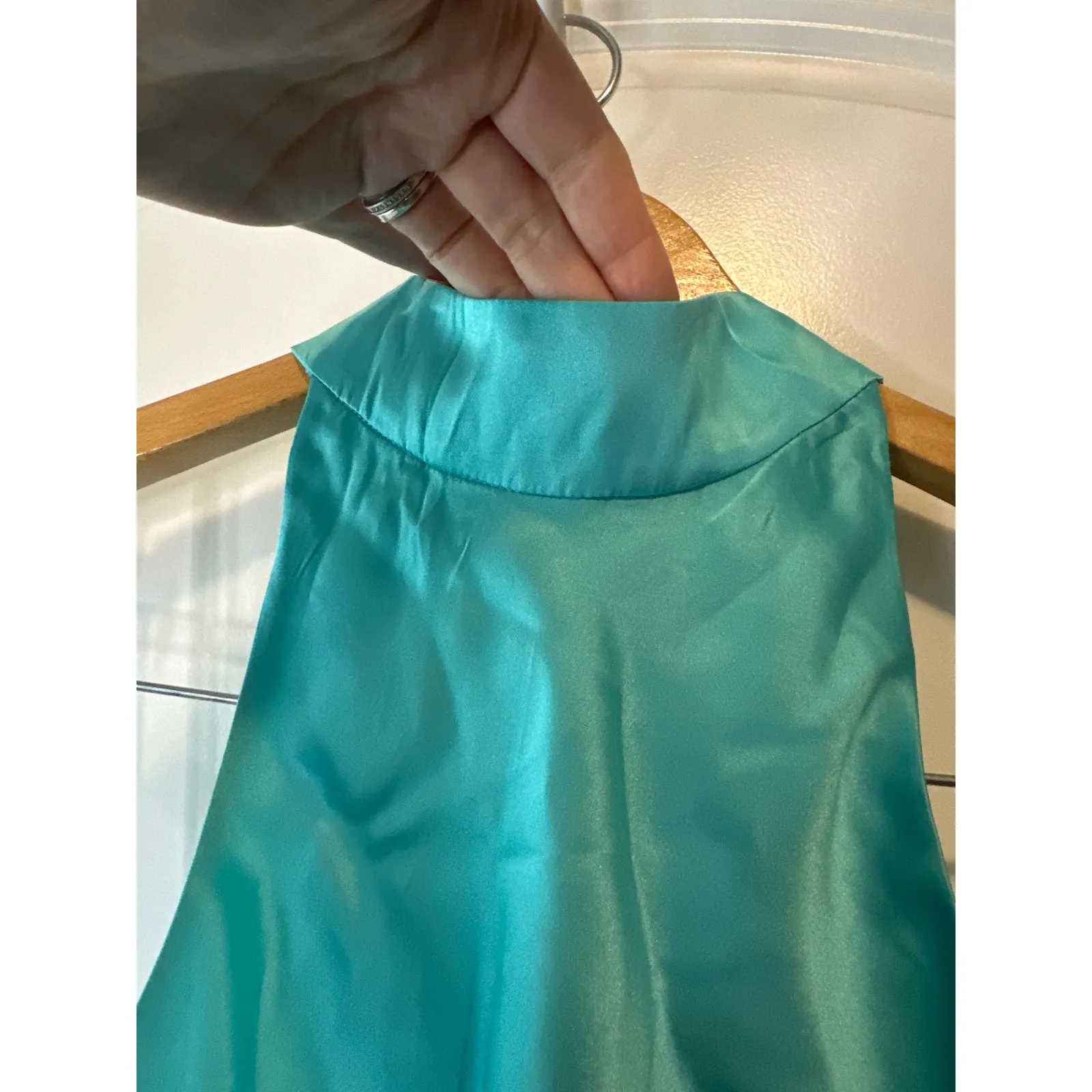 Amanda Uprichard Silk Halter Asymmetric Ruffle Dress Moana Blue Size S - Image 6