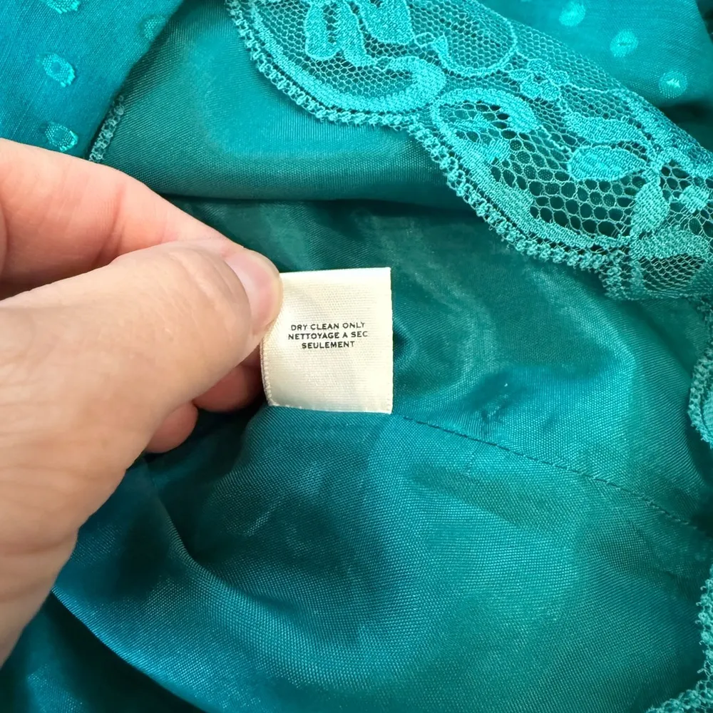 MOULINETTE SOEURS‎ ANTHROPOLOGIE Dress Ruffled Teal Eyelet Womens 6 Cotton Silk - Image 8